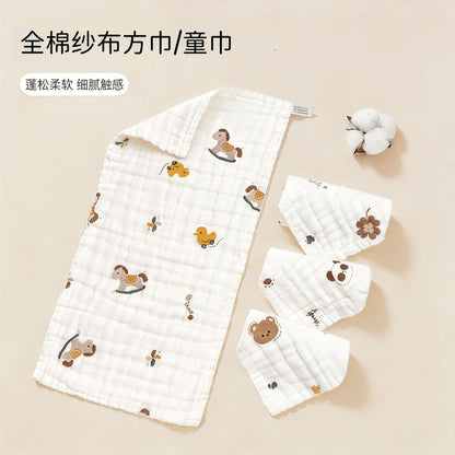 Baby Pure Cotton Six-Layer Gauze Towel Newborn Children's Towel Face Washcloth Handkerchief Class a Baby Square Towel Saliva Towel - image 1