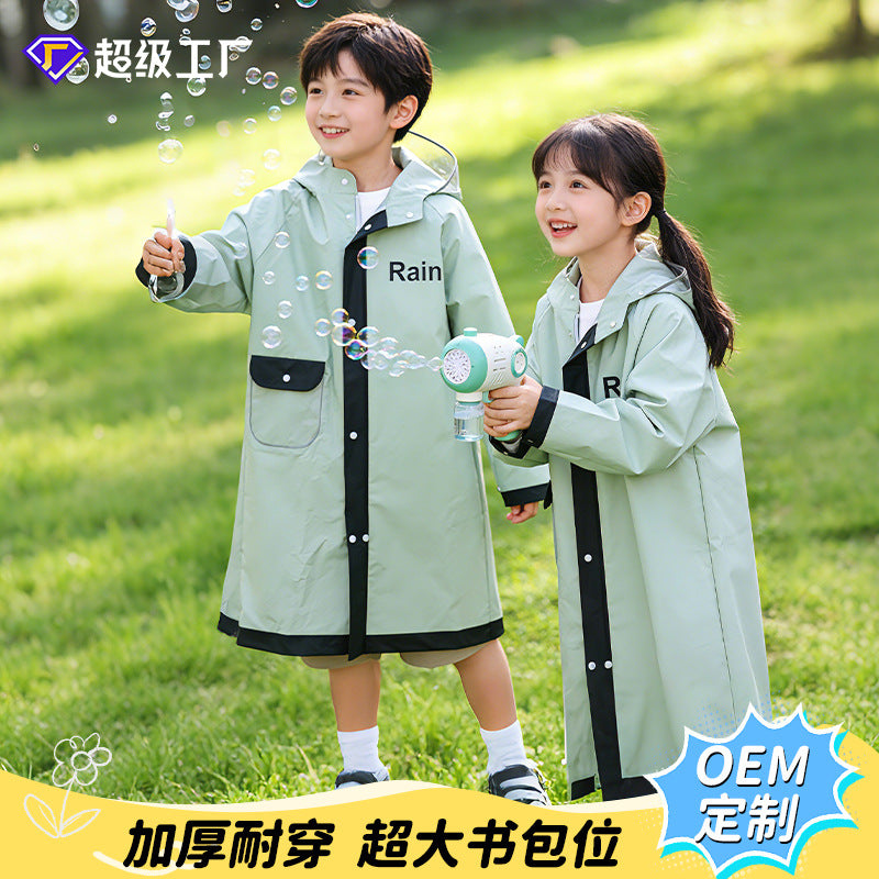 Children's Raincoat for Primary School Students, Boys and Girls, Extended Length, Full-Body Storm-Proof, with Backpack Space, Baby Hiking Rain Poncho Wholesale - image 1
