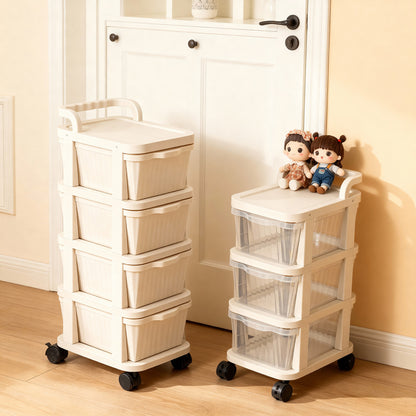 Small Cart Cream-Colored Storage Rack for Home Use, Floor-Standing Drawer-Style Multi-Layer Snack and Toy Storage Rack for Living Room - image 2