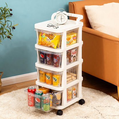 Small Cart Cream-Colored Storage Rack for Home Use, Floor-Standing Drawer-Style Multi-Layer Snack and Toy Storage Rack for Living Room - image 3