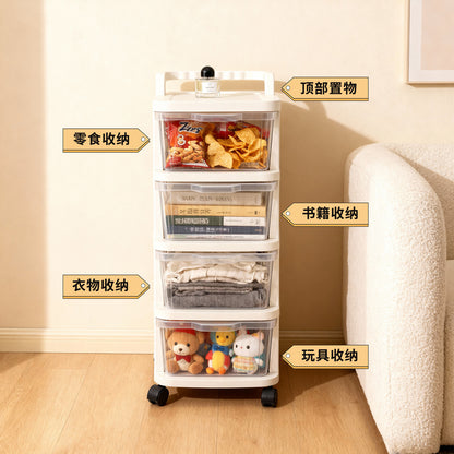 Small Cart Cream-Colored Storage Rack for Home Use, Floor-Standing Drawer-Style Multi-Layer Snack and Toy Storage Rack for Living Room - image 4
