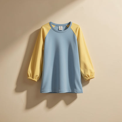 Children’s breathable long-sleeve painting smock in a solid color - view 3