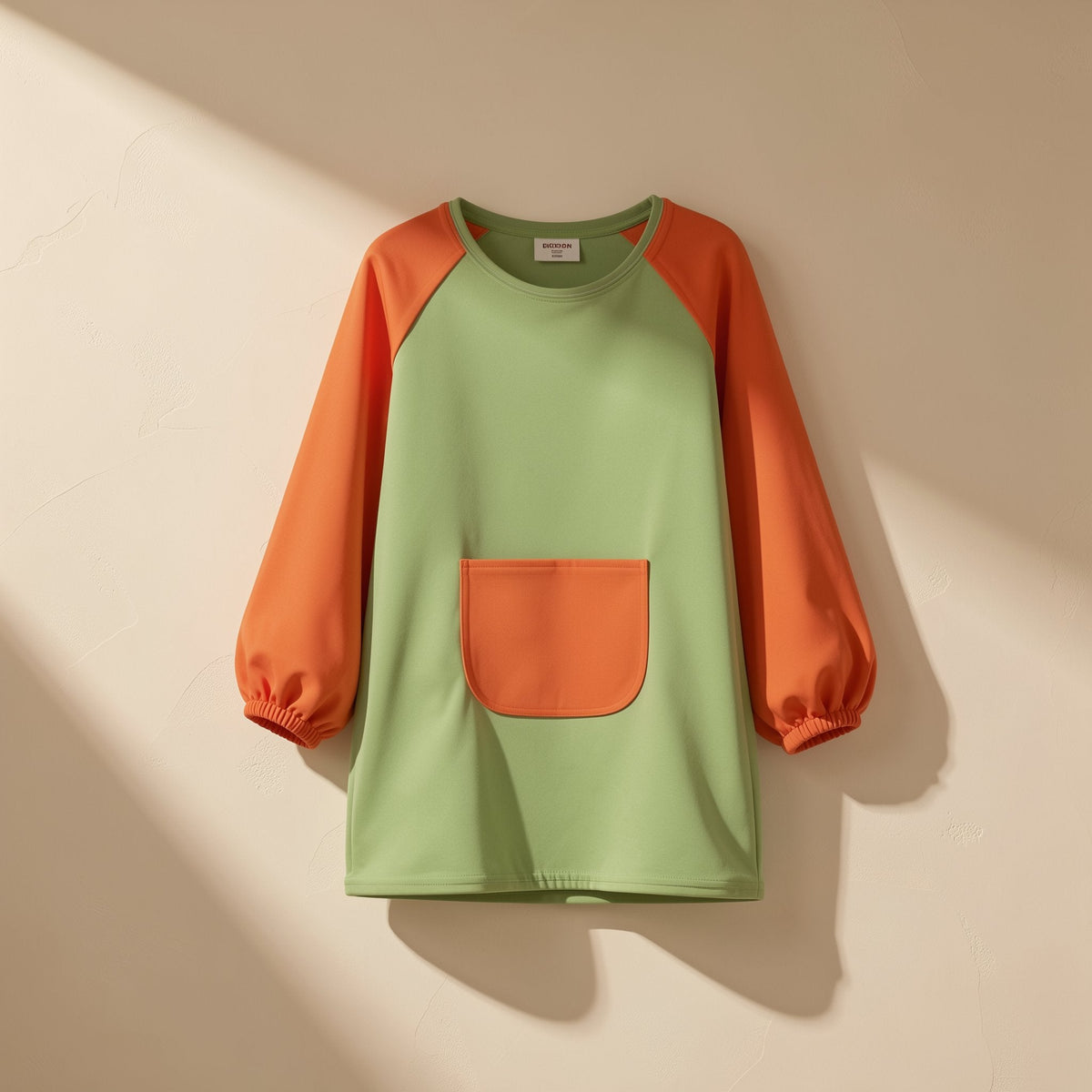 Children’s breathable long-sleeve painting smock in a solid color - view 4