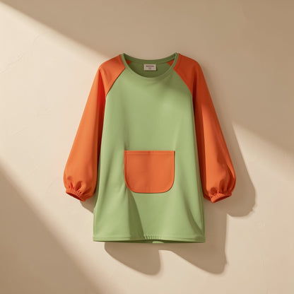 Children’s breathable long-sleeve painting smock in a solid color - view 4