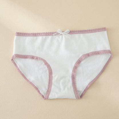 Mid-waist girls’ cotton underwear with a floral pattern - view 2