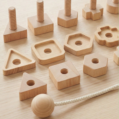 Wooden Nut Shape Matching Stringing Game, Disassembly and Screw-Twisting Baby Grasping Early Education Educational Toy for Children - image 2
