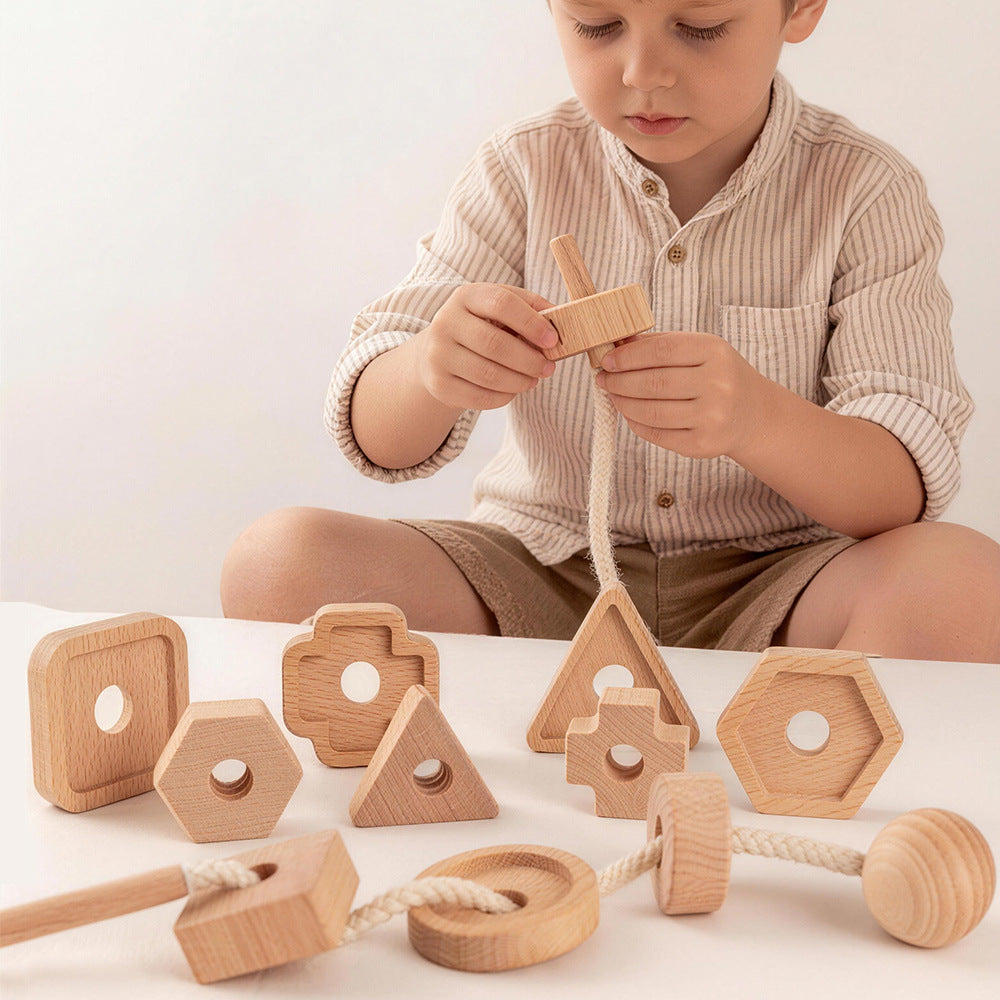 Wooden Nut Shape Matching Stringing Game, Disassembly and Screw-Twisting Baby Grasping Early Education Educational Toy for Children - image 4