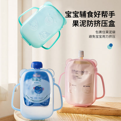 Squeeze Pouch Holder Bear-Shaped Baby Anti-Squeeze Fruit Puree Box Baby Food Feeding Gadget - image 1