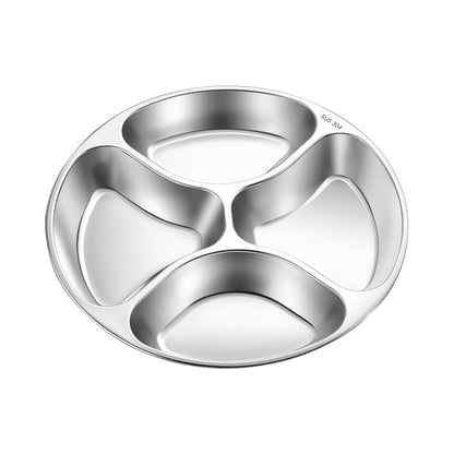 304 Stainless Steel Dinner Plate, Round Compartmentalized Food Tray, Food-Grade Fast Food Plate, Kindergarten Student Baby Meal Plate - image 5