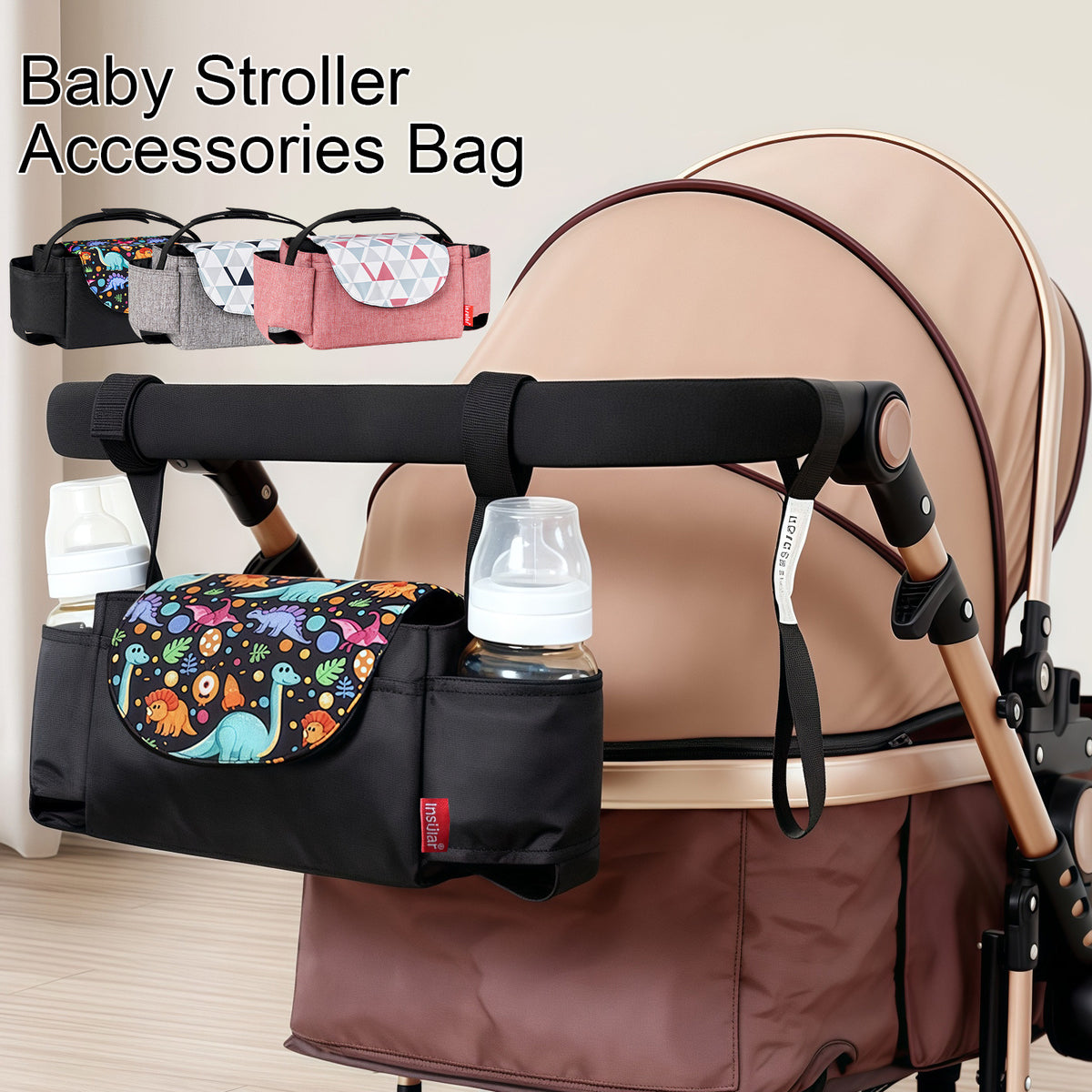 Portable Multifunctional Baby Stroller Hanging Bag Storage Pouch for Bottles, Water Cups, and Diapers, Cross-Border - image 1