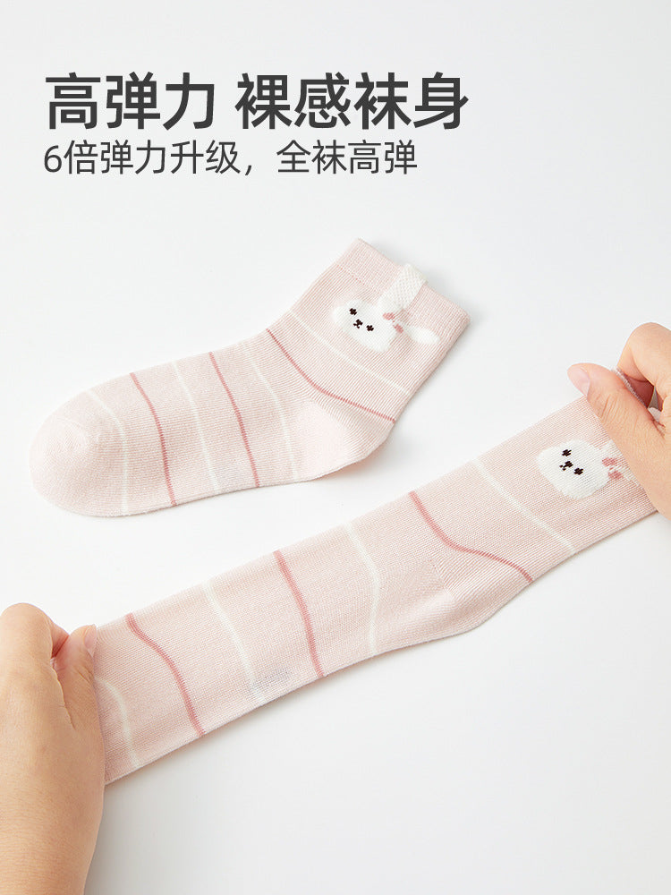 Six-Fingered Mouse Children's Socks for Girls, Thin Spring and Autumn Models for Baby Girls, Medium and Large Children, Girls' Sports Mid-Tube Cotton Socks - image 3