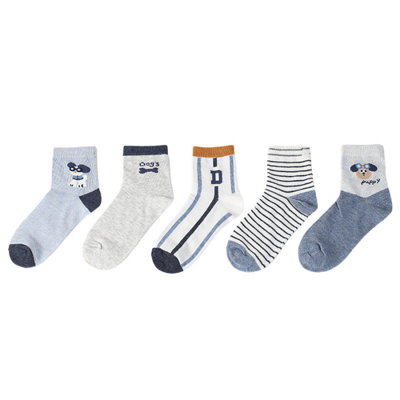 Six-Fingered Mouse Children's Socks Wholesale 26 Spring and Autumn Models Combed Cotton Medium and Large Children's Socks for Boys and Girls Infant Mid-Tube Class a Thin Cotton - image 5