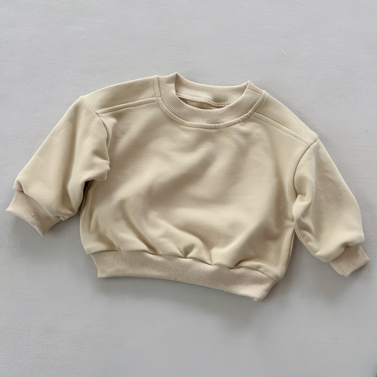 New Style Round-neck Solid-colored Terry-fleece Sweatshirt for