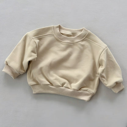New Style Round-neck Solid-colored Terry-fleece Sweatshirt for
