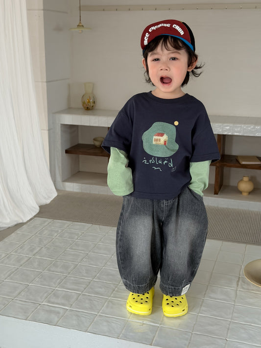 Boys' Two-Piece T-Shirt and Jeans Set 2026 New Children's Clothing Autumn Korean Style Kids' Wear Baby Autumn Outfit - image 1