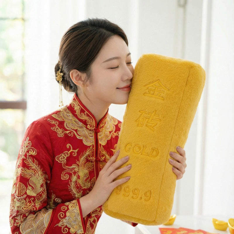 Cross-Border Imitation Gold Brick Pillow Plush Toy Creative Fake Gold Bar Doll Stuffed Toy Home Decoration Prop - image 1