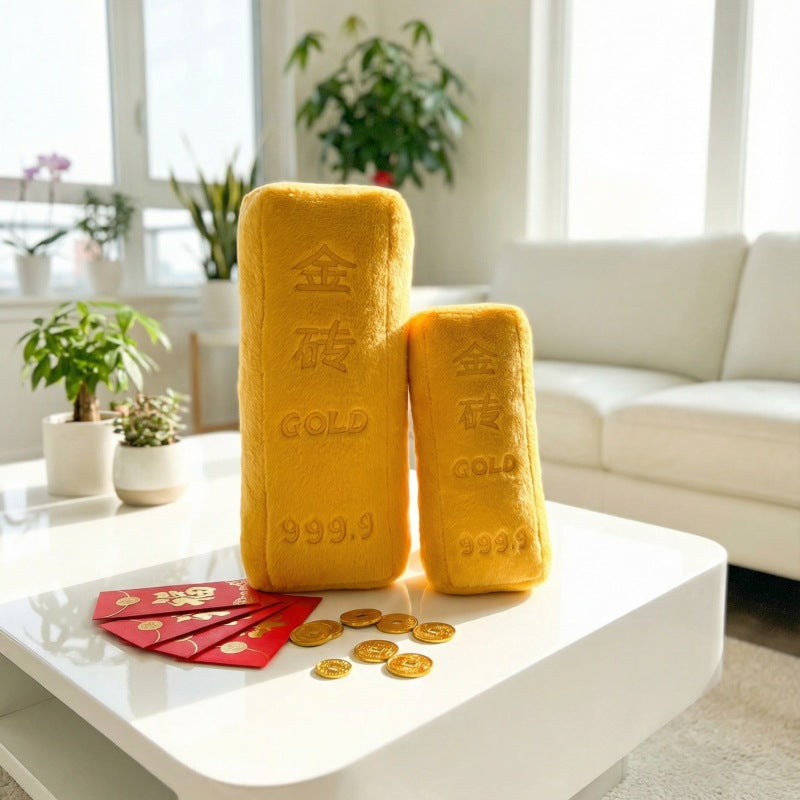 Cross-Border Imitation Gold Brick Pillow Plush Toy Creative Fake Gold Bar Doll Stuffed Toy Home Decoration Prop - image 2