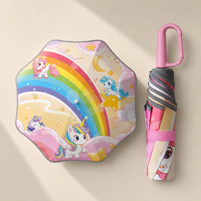 Children’s cartoon folding umbrella with ring buckle