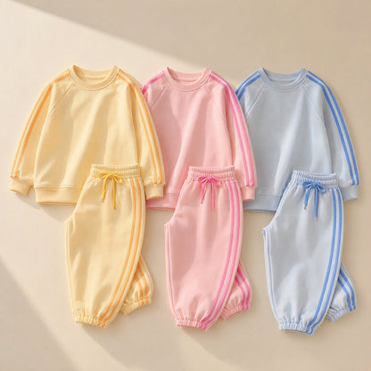 Children's two-piece sports sweatshirt set with long sleeves, trousers, and an embroidered pattern - view 5