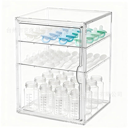 Baby Bottle Storage Box, Draining Rack, Food-Grade Desktop Food Bowl Storage Cabinet, Acrylic Display Box - image 5