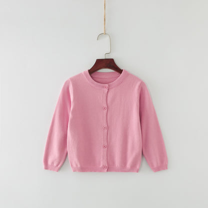 Children's Pure Cotton Knitted Cardigan, Boys' and Girls' Round-Neck Button Sweater, Soft and Skin-Friendly Baby Jacket, Available in Multiple Colors - image 3