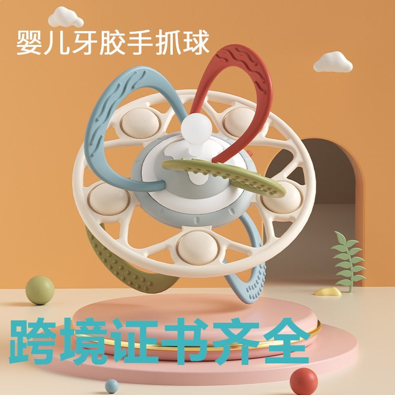 Silicone Manhattan Ball Baby Teething Stick Infant Teether Hand-Held Ball Chew Toy Rattle Wholesale - image 1