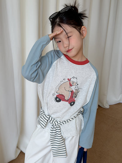 Elmo Baby Children's Long-Sleeve T-Shirt for Daily Campus Outings, Stylish Cartoon Raglan Base Shirt for Girls - image 2
