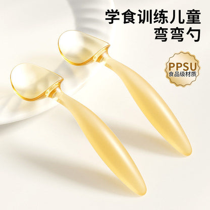 Baby Learning to Eat Training Short-Handle Ppsu Twist Spoon Learning Feeding Spoon Children's Tableware Bendable Elbow Spoon - image 1
