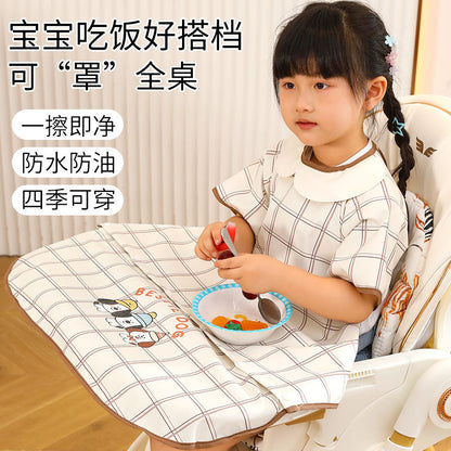 Baby Dining Chair Bib, Children's Feeding Smock, Waterproof Half-Sleeve Feeding Smock for Infants - image 1