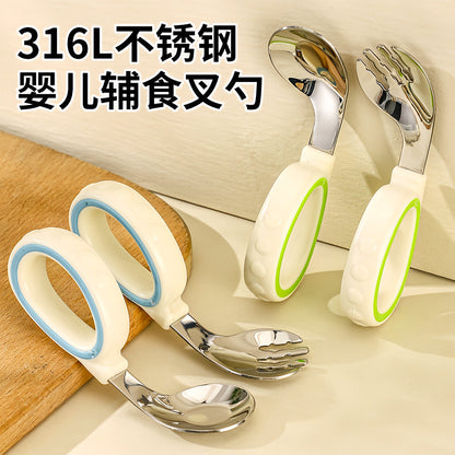 Baby Spoon, Infant Learning to Eat, Training for Independent Eating, Complementary Food Spoon, Children's Fork and Spoon Portable Set, Baby Spoon - image 1