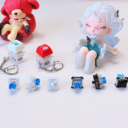 Decompression Toy Gadget with Button, Pinless Mechanical Switch, Blue Switch with Crisp Sound, Keychain Pendant, Switch Tester - image 2