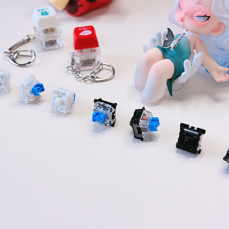 Decompression Toy Gadget with Button, Pinless Mechanical Switch, Blue Switch with Crisp Sound, Keychain Pendant, Switch Tester - image 3