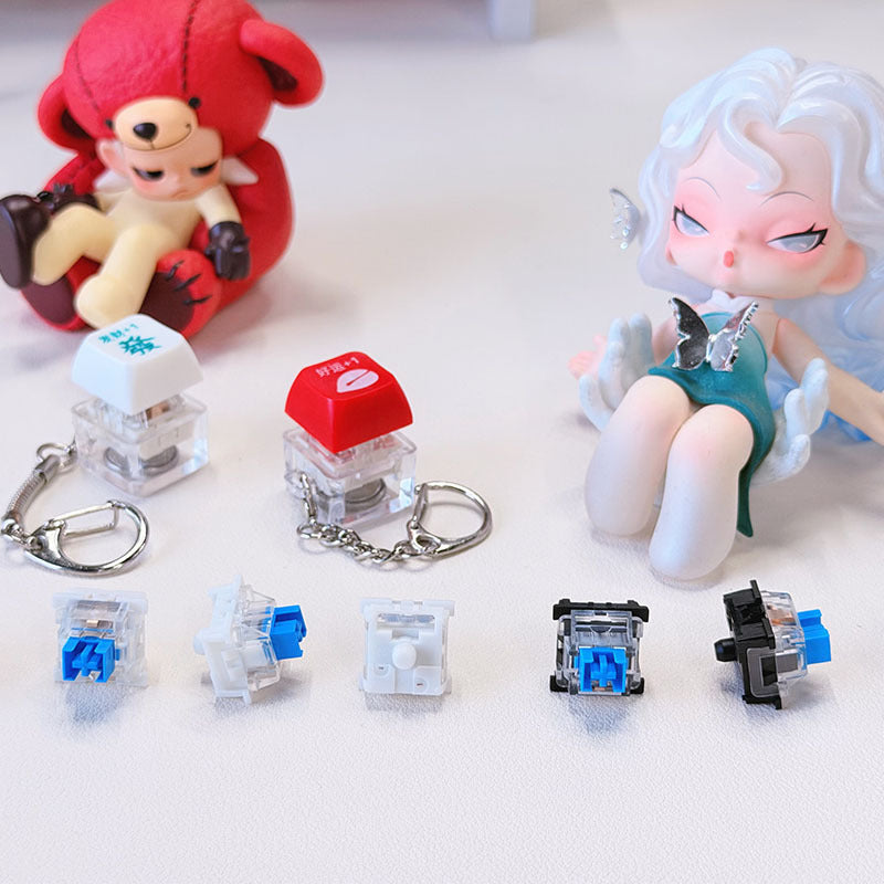 Decompression Toy Gadget with Button, Pinless Mechanical Switch, Blue Switch with Crisp Sound, Keychain Pendant, Switch Tester - image 4