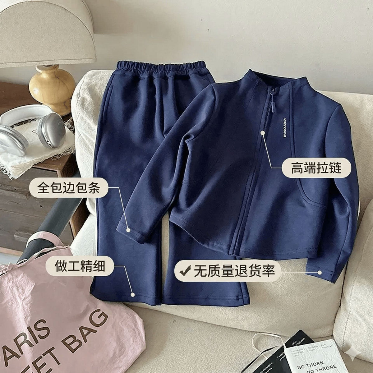 Girls' Spring and Autumn Sweatshirt Set 2026 Korean Style Zipper Short Jacket and Flared Pants Two-Piece Set for Baby Girls - image 4