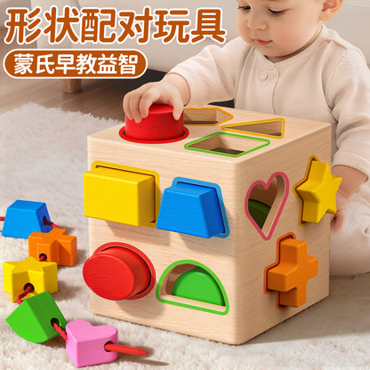 Geometric Shape Matching Building Block Toy Puzzle for Ages 0 to 3, Montessori Early Education Educational Toy for Babies and Children Aged One and a Half - image 1