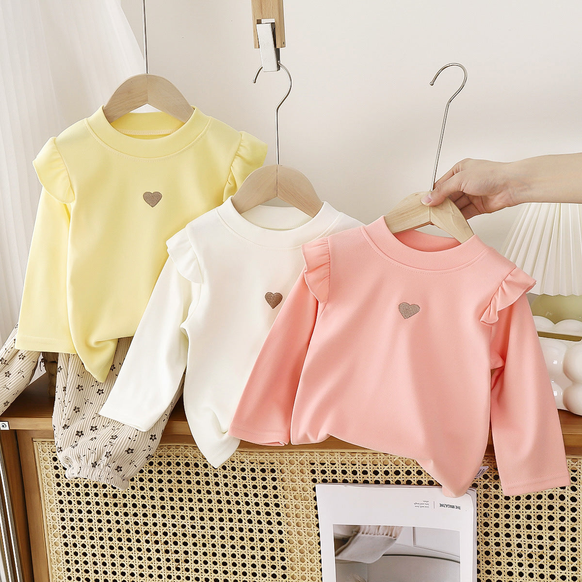 Children's base shirt 2026 spring and autumn new style baby warm T-shirt girls' top base shirt with lace trim - image 1