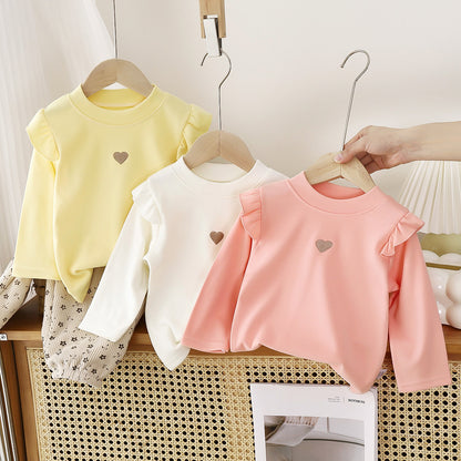 Children's base shirt 2026 spring and autumn new style baby warm T-shirt girls' top base shirt with lace trim - image 1