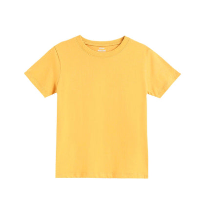 Children's pure cotton short-sleeve T-shirt for boys and girls, round neck, solid color, 180g heavy combed cotton base shirt, children's clothing wholesale - image 5