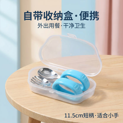 Baby-Specific Left-Hand Training 316 Stainless Steel Bent Fork and Spoon for Children Aged 1 to 3 Years Old to Learn to Eat Independently with Their Left Hand - image 3