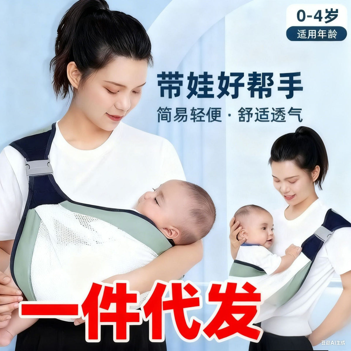 Baby-carrying gadget frees up your hands, front-carrying carrier for newborns, front-carrying baby carrier for outings, horizontal baby carrier for toddlers - image 1