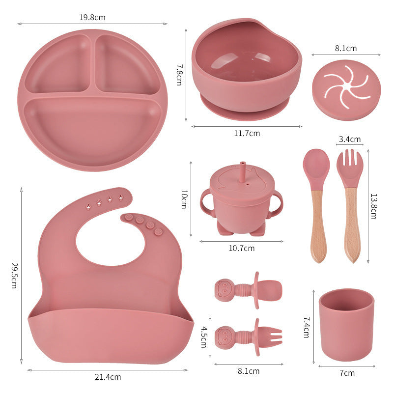 Cross-Border Children's Tableware Silicone Plate with Suction Cup, Food-Grade Baby and Maternal Products, Bowl, Complementary Food Feeding Tableware, Ten-Piece - image 5