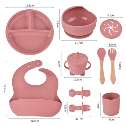 Cross-Border Children's Tableware Silicone Plate with Suction Cup, Food-Grade Baby and Maternal Products, Bowl, Complementary Food Feeding Tableware, Ten-Piece - image 5