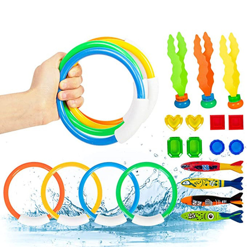 Amazon Diving Toy Set 19Pcs Torpedo Gem Ring Aquatic Plant Set Swimming Pool Underwater Play Toys - image 3