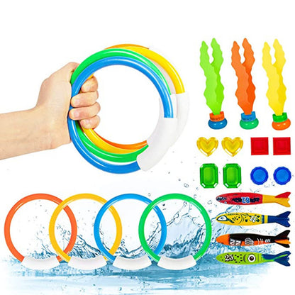 Amazon Diving Toy Set 19Pcs Torpedo Gem Ring Aquatic Plant Set Swimming Pool Underwater Play Toys - image 3