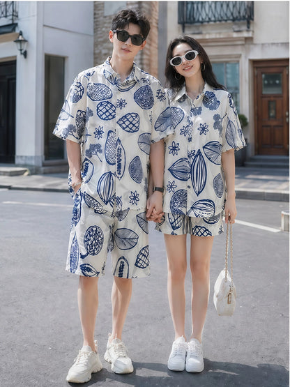 Elegant summer vacation family matching outfits: shirts for a family of three or four, baby, mother-child, mother-daughter, and beach dresses - image 3