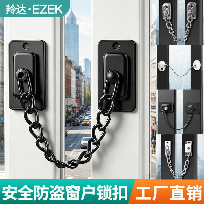 No-Drill Limiter Child Safety Window Lock Refrigerator Lock Safety Lock Household Locator Window Anti-Theft Lock Buckle - image 1