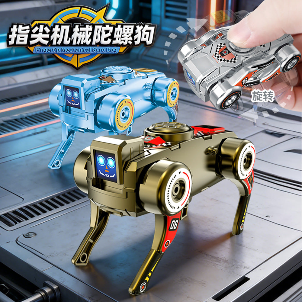Tiktok Trending Creative Fingertip Spinning Top Wind-Up Mechanical Dog Transforming Robot Dog Children's Toy Wholesale - image 1