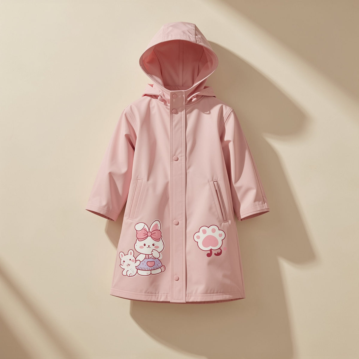 Children's cartoon raincoat made with PVC fabric