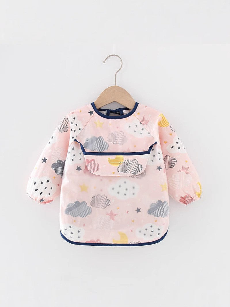 Baby Pure Cotton Smock, Children's Summer Thin Bib, 1-3 Years Old, Class a Infant Short-Sleeve Feeding Bib, Long-Sleeve Version - image 2
