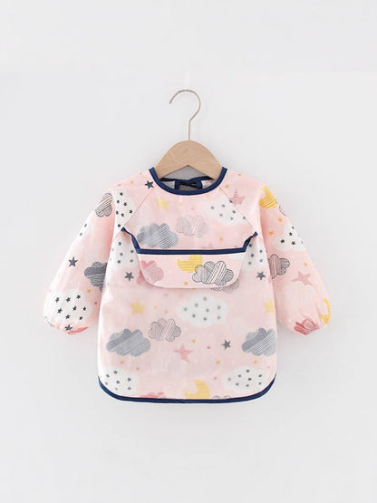 Baby Pure Cotton Smock, Children's Summer Thin Bib, 1-3 Years Old, Class a Infant Short-Sleeve Feeding Bib, Long-Sleeve Version - image 2